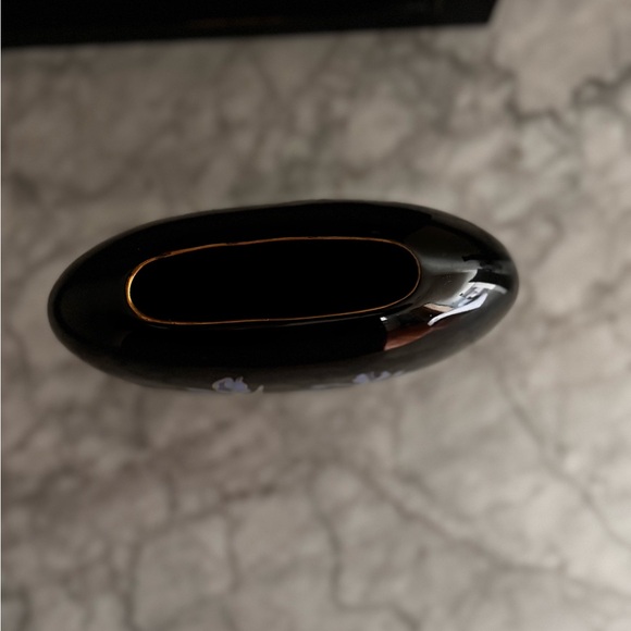 Otagiri Black Vase with Blue Floral Design - Picture 7 of 8